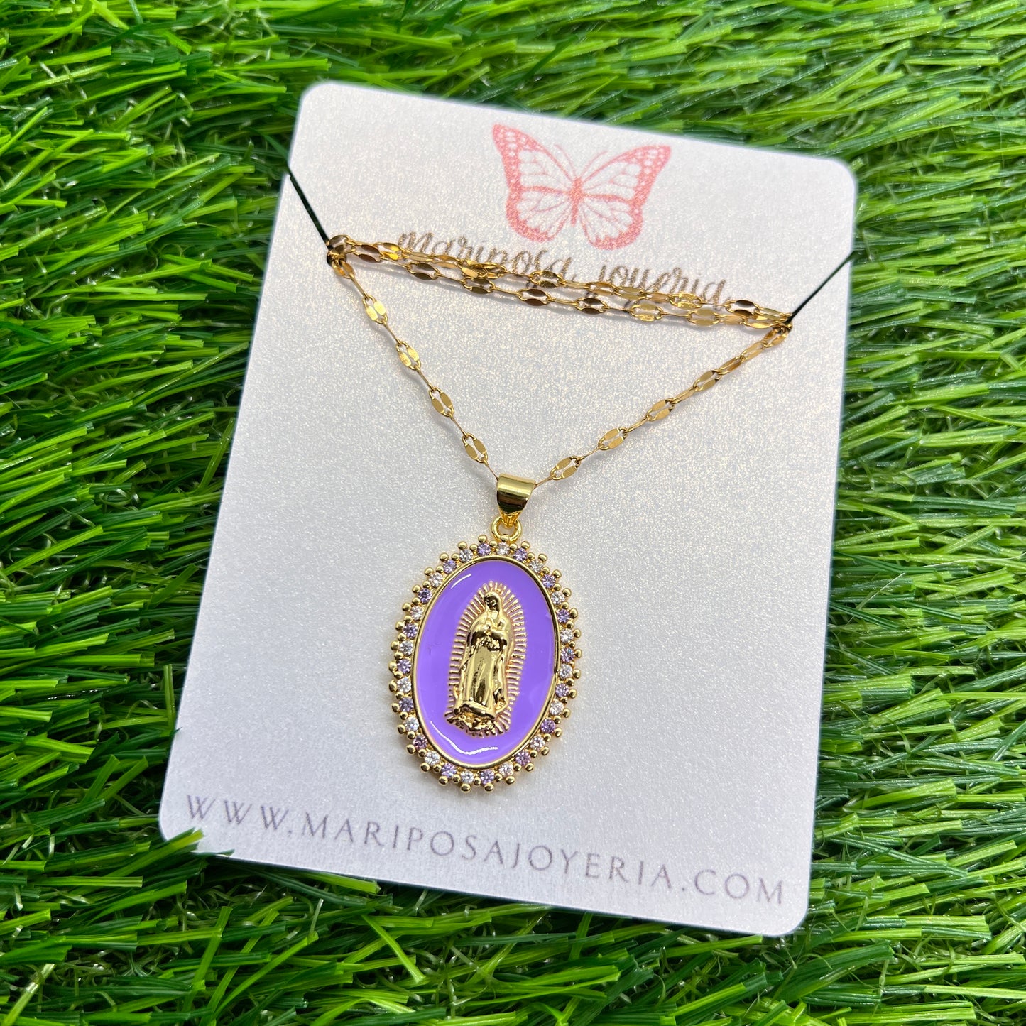 Virgencita de Guadalupe Purple Necklace