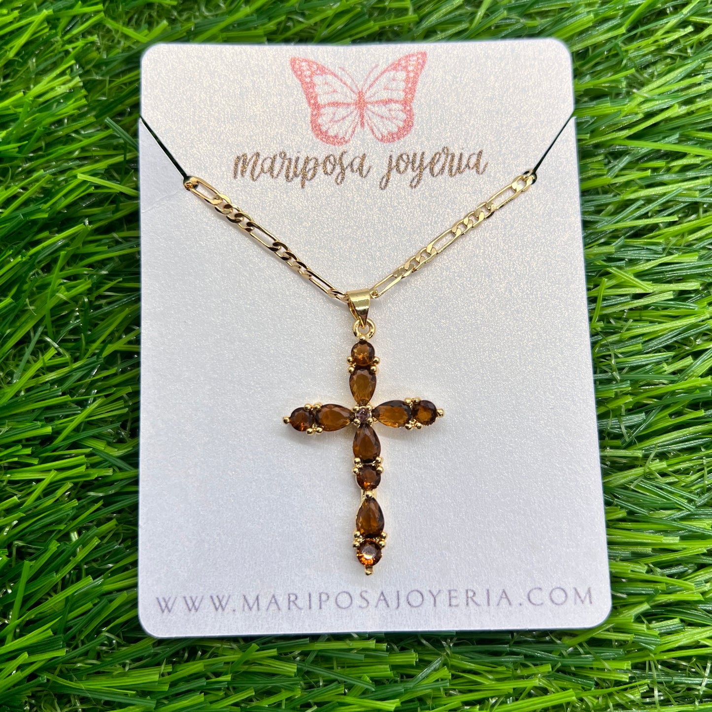 Miracle Cross Necklace - Brown