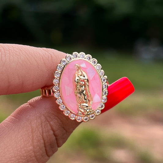 Virgencita Pink Blossom Resizable Ring