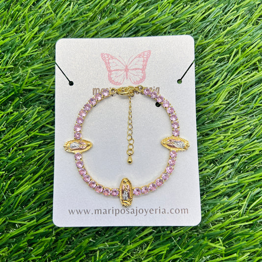 Virgen de Guadalupe Pink Tennis Bracelet